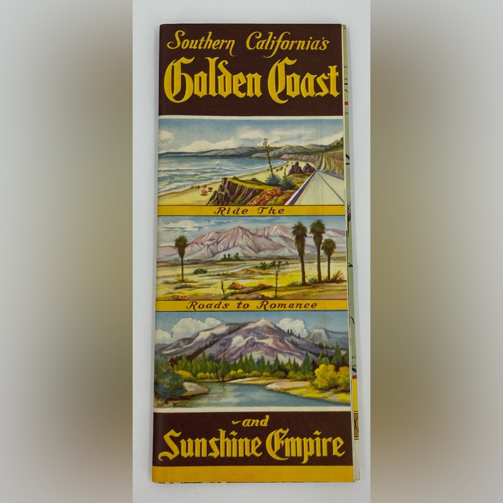 Vintage 1959 Southern California's Golden Coast Illustrated Map Sunshine‎ Empire